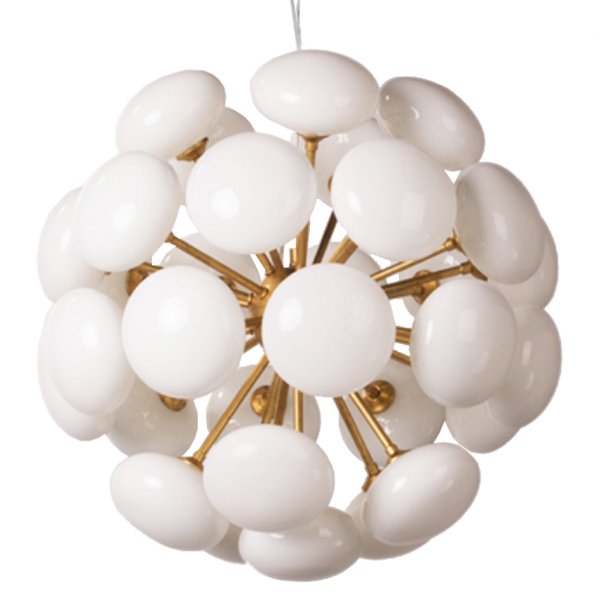 Люстра Mid-Century Sputnik Milk Glass Chandelier Золотой Прозрачный белый Люстра Mid-Century Sputnik Milk Glass Chandelier Золотой Прозрачный белый в Брянске | Loft Concept