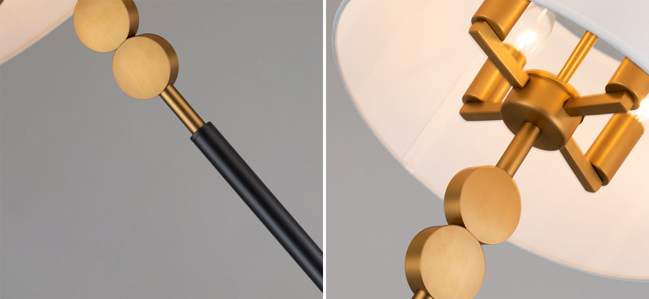 Торшер с абажуром из белой атласной ткани MOGIR - фото