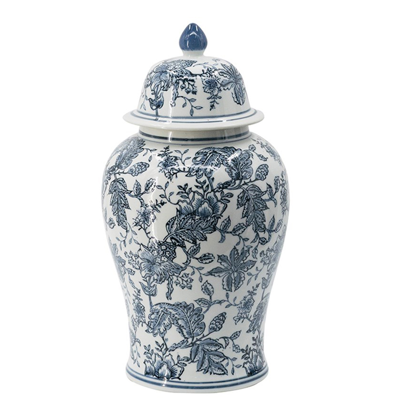 Ваза с крышкой Oriental Ornament Vases Белый Синий Ваза с крышкой Oriental Ornament Vases Белый Синий в Брянске | Loft Concept