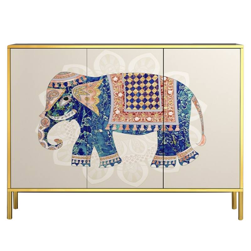 Комод с орнаментом Индийский Слон ivory ( слоновая кость ) Синий Латунь Комод с орнаментом Индийский Слон ivory ( слоновая кость ) Синий Латунь в Брянске | Loft Concept