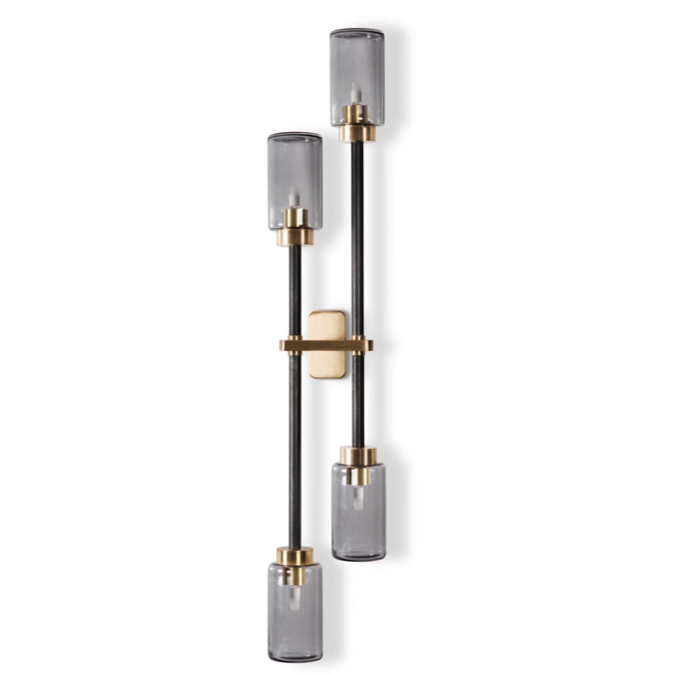 Бра Bert Frank Farol Wall Light Double Gray Черный Латунь Серый (Gray) в Брянске | Loft Concept 