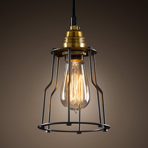 Подвесной светильник Loft Industrial Cage Filament Pendant Бронза Черный Подвесной светильник Loft Industrial Cage Filament Pendant Бронза Черный в Брянске | Loft Concept
