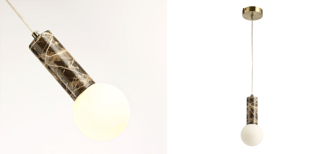 Подвесной светильник с декором под коричневый мрамор Shaw Marble - фото