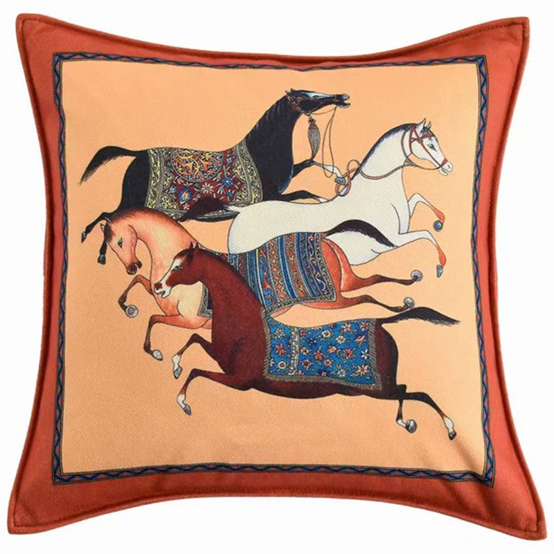 Декоративная подушка Hermes Horse 39 Оранжевый Мульти Декоративная подушка Hermes Horse 39 Оранжевый Мульти в Брянске | Loft Concept
