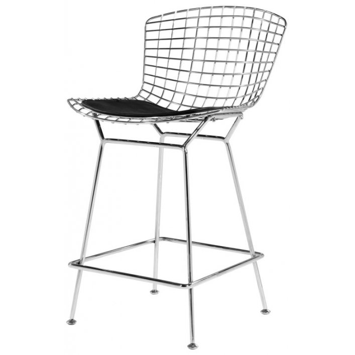 Барный стул Bertoia Barstool Черный Серебряный Барный стул Bertoia Barstool Черный Серебряный в Брянске | Loft Concept