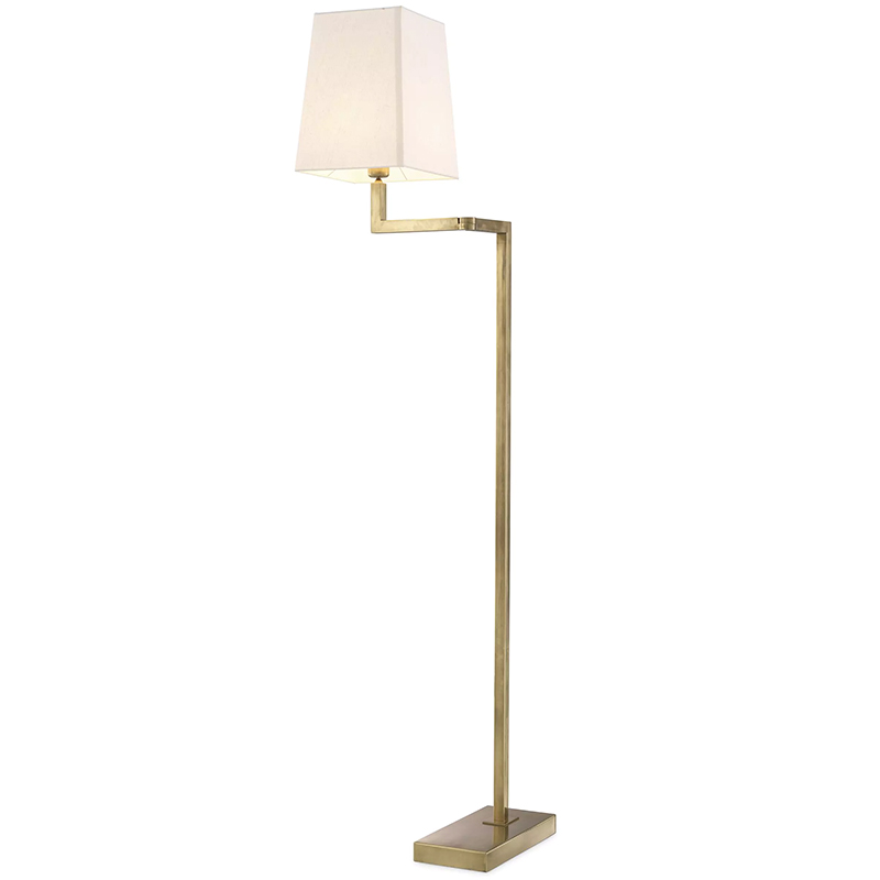 Торшер Eichholtz Floor Lamp Cambell Brass Латунь Винтажная латунь Белый в Брянске | Loft Concept 