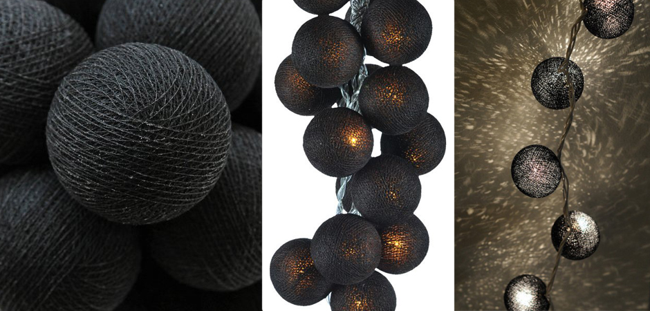 Гирлянда хлопковые фонарики Сotton Ball Ice Black - Loft-Concept в Брянске