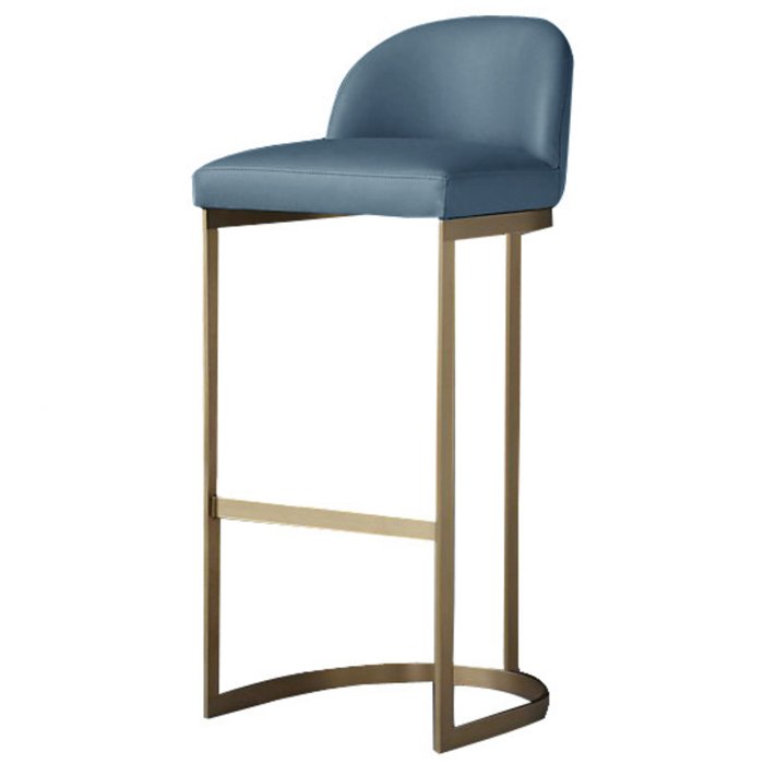 Барный стул Barrel Back Counter Stool Голубой Золотой Барный стул Barrel Back Counter Stool Голубой Золотой в Брянске | Loft Concept