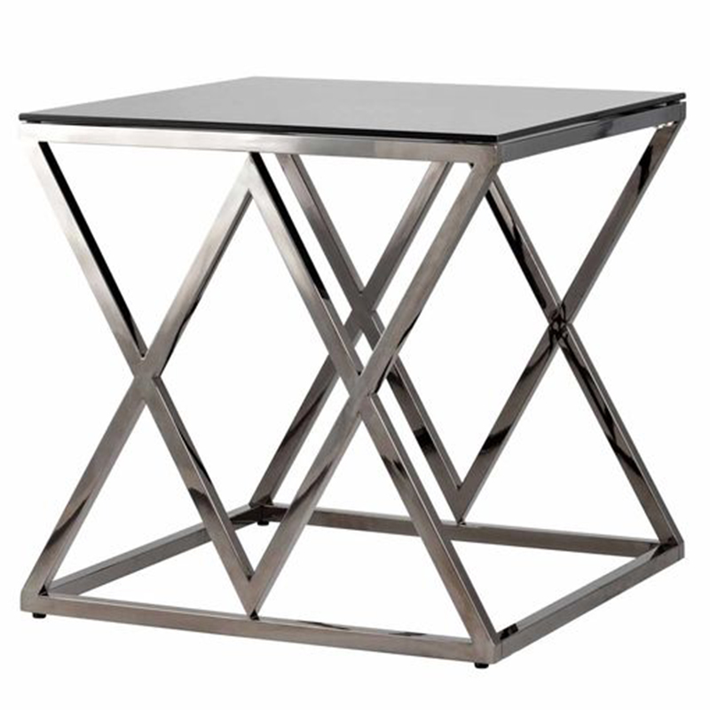 Стол приставной Geometry Rhombus Dark Chrome Темный хром Стекло Смок Стол приставной Geometry Rhombus Dark Chrome Темный хром Стекло Смок в Брянске | Loft Concept