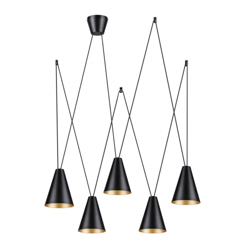Люстра Brooklyn Lights c Матовыми Плафонами Черный Черный матовый Золотой Люстра Brooklyn Lights c Матовыми Плафонами Черный Черный матовый Золотой в Брянске | Loft Concept
