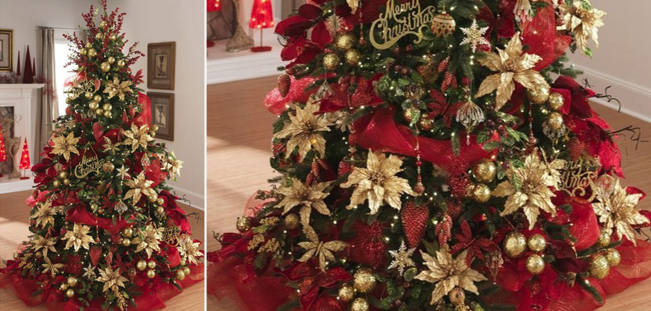 Дизайнерская Елка с Красным и Золотым новогодним декором Christmas Tree Golden Flowers Дизайнерская Елка с Красным и Золотым новогодним декором Christmas Tree Golden Flowers - Loft-Concept в Брянске