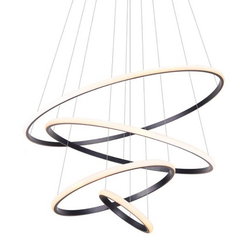 Люстра Ring Horizontal Trio black 80+60+40+20 Черный Белый Люстра Ring Horizontal Trio black 80+60+40+20 Черный Белый в Брянске | Loft Concept