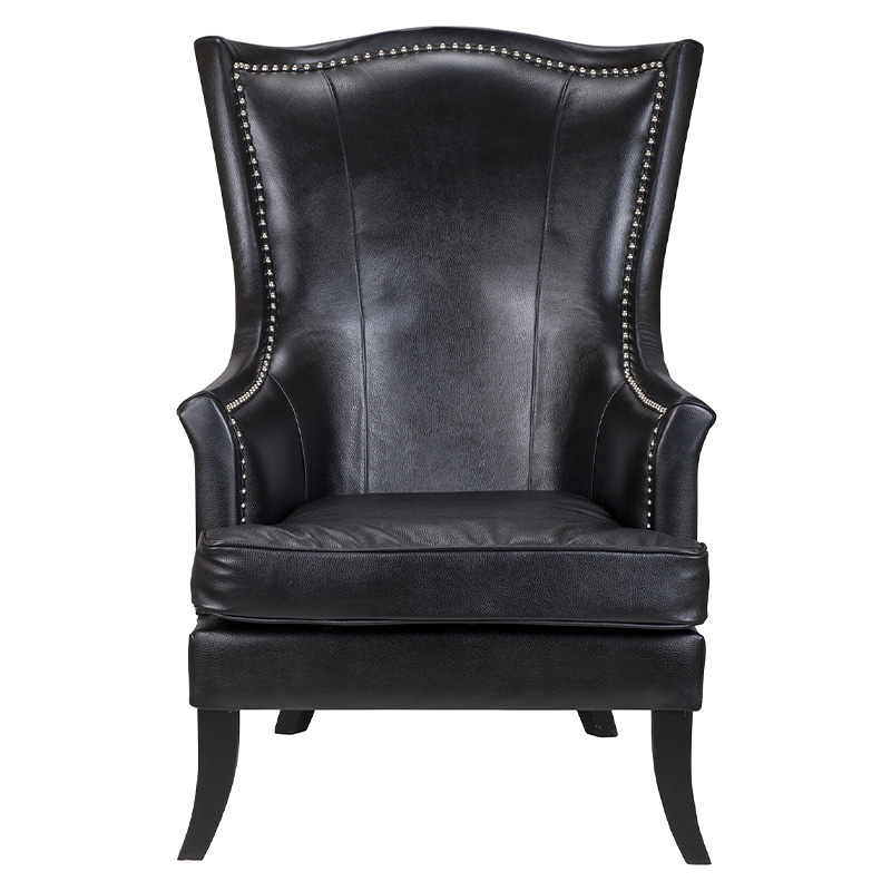 Кресло из натуральной кожи на 4-х деревянных ножках из массива бука Daniel Leather Armchair black Черный Кресло из натуральной кожи на 4-х деревянных ножках из массива бука Daniel Leather Armchair black Черный в Брянске | Loft Concept