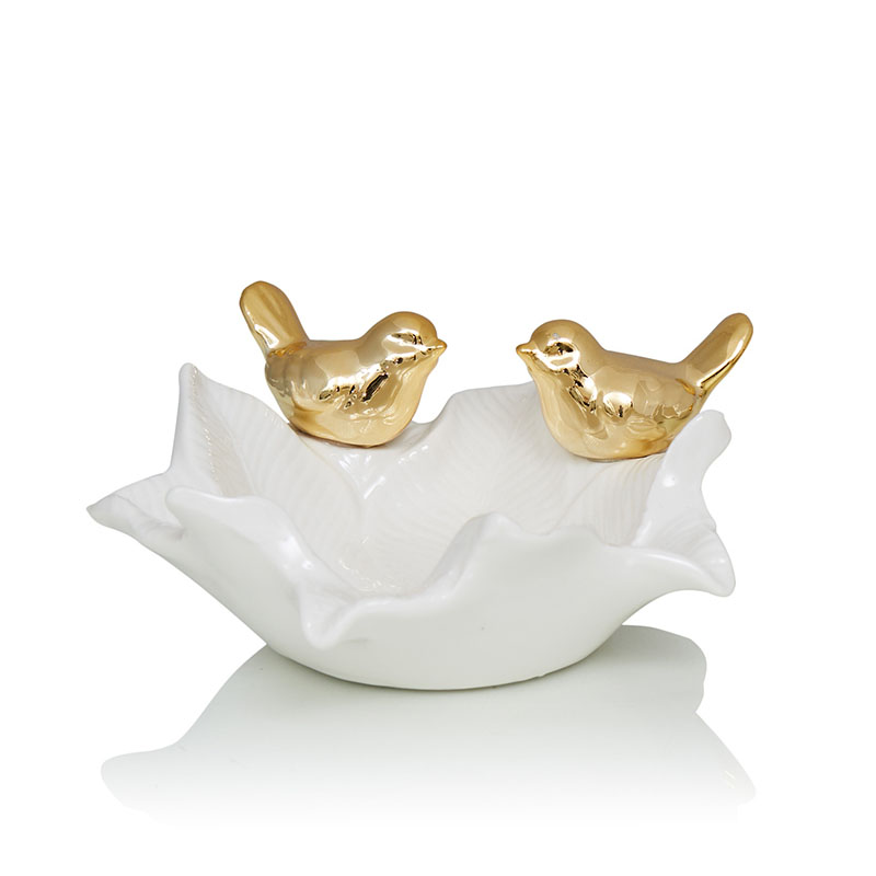 Блюдо Decorative Dish Birds Белый Глянцевое золото Блюдо Decorative Dish Birds Белый Глянцевое золото в Брянске | Loft Concept
