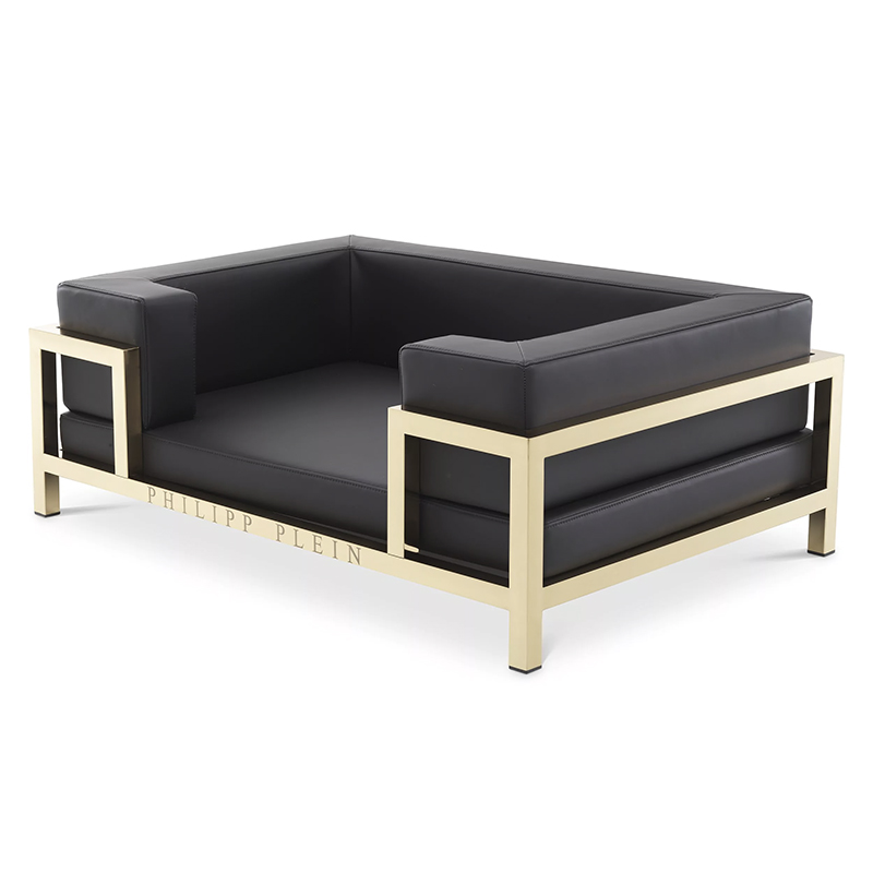 Лежанка для домашних животных Philipp Plein Dogbed High Conic XL Gold Черный Золотой в Брянске | Loft Concept 