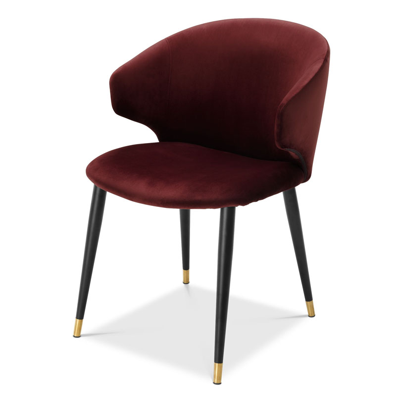 Стул Eichholtz DINING CHAIR VOLANTE burgundy Бургундский красный Черный Золотой Стул Eichholtz DINING CHAIR VOLANTE burgundy Бургундский красный Черный Золотой в Брянске | Loft Concept