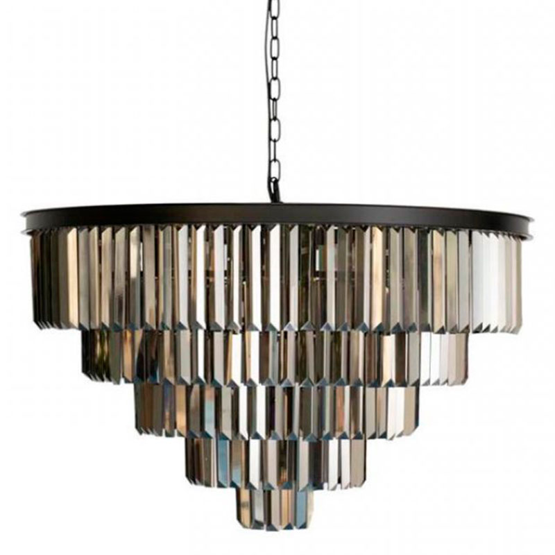 Круглая Люстра RH 1920s Odeon Black iron Five Layers Серое Стекло диаметр 80 см Черный Серый Круглая Люстра RH 1920s Odeon Black iron Five Layers Серое Стекло диаметр 80 см Черный Серый в Брянске | Loft Concept