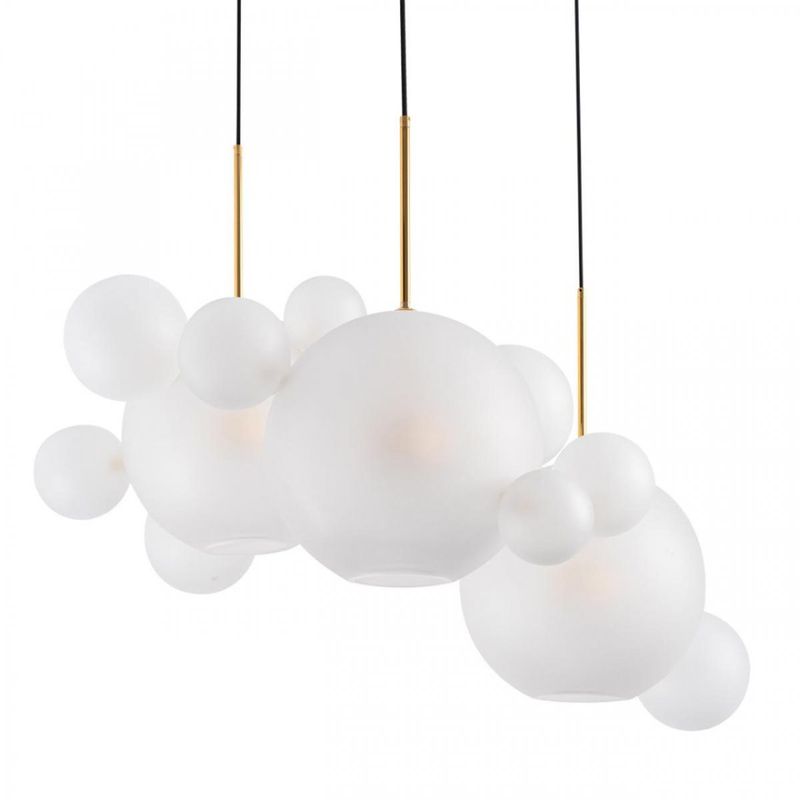Светодиодный светильник Giopato & Coombes Bollr Bubble Chandelier Circle матовое белое стекло 3 плафона Белый Золотой Светодиодный светильник Giopato & Coombes Bollr Bubble Chandelier Circle матовое белое стекло 3 плафона Белый Золотой в Брянске | Loft Concept