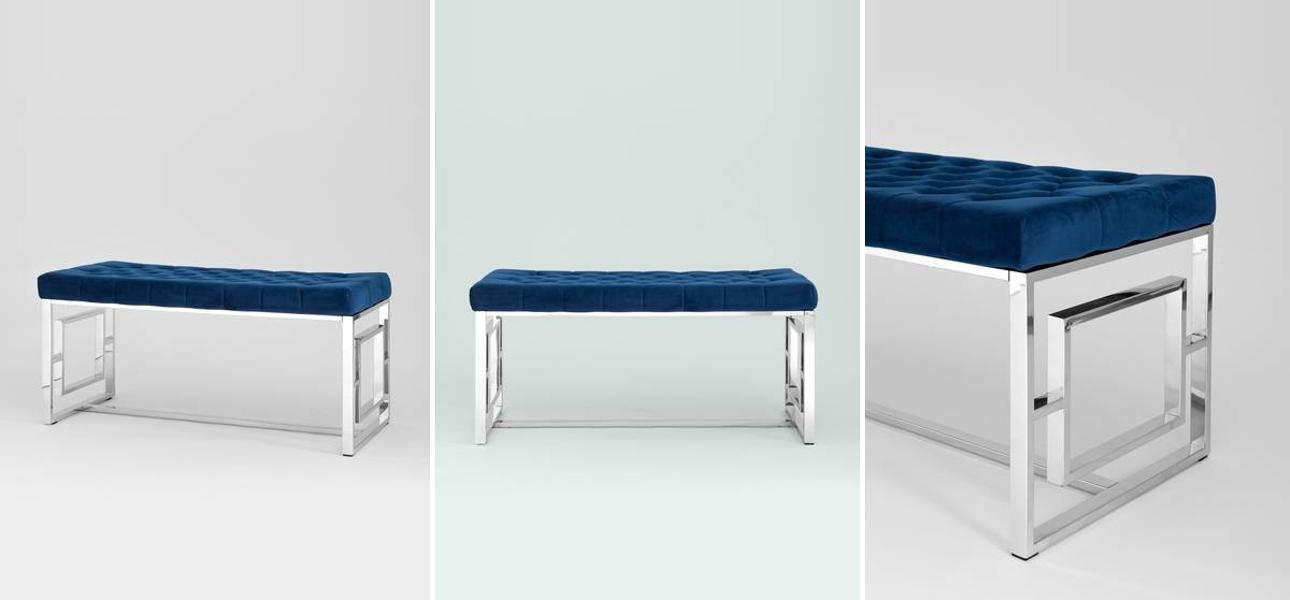 Банкетка Milan синий велюр - фото