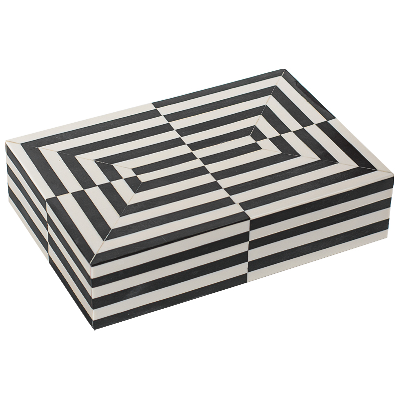 Шкатулка Black White Stripes Bone Inlay Черно-белый Шкатулка Black White Stripes Bone Inlay Черно-белый в Брянске | Loft Concept