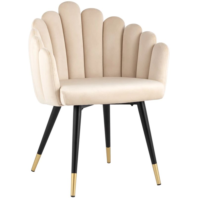 Стул Camellia Chair Бежевый Велюр Бежевый Черный Стул Camellia Chair Бежевый Велюр Бежевый Черный в Брянске | Loft Concept