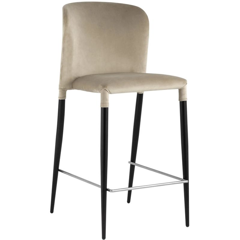 Барный Стул Lori Chair Бежевый Велюр Бежевый Черный Барный Стул Lori Chair Бежевый Велюр Бежевый Черный в Брянске | Loft Concept