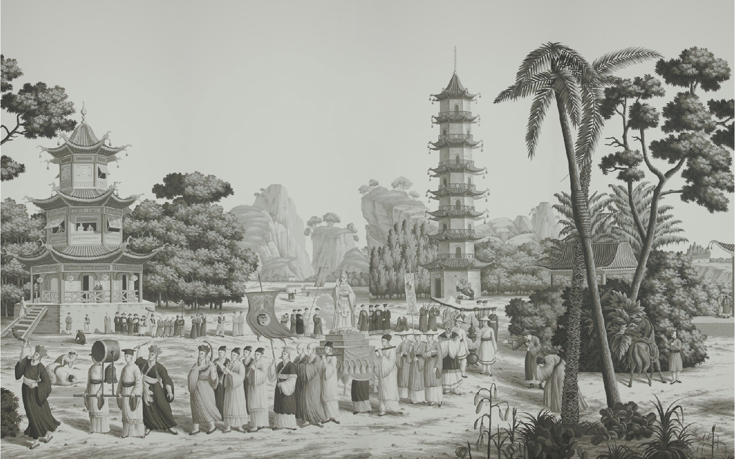 Обои ручная роспись Procession Chinoise Eau Forte on scenic paper Обои ручная роспись Procession Chinoise Eau Forte on scenic paper - постер Loft-Concept в Брянске