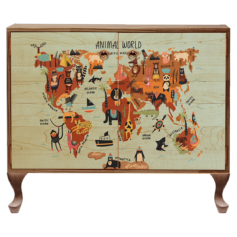 Комод деревянный Animal World Chest of Drawers Коричневый Бежевый Мульти Комод деревянный Animal World Chest of Drawers Коричневый Бежевый Мульти в Брянске | Loft Concept