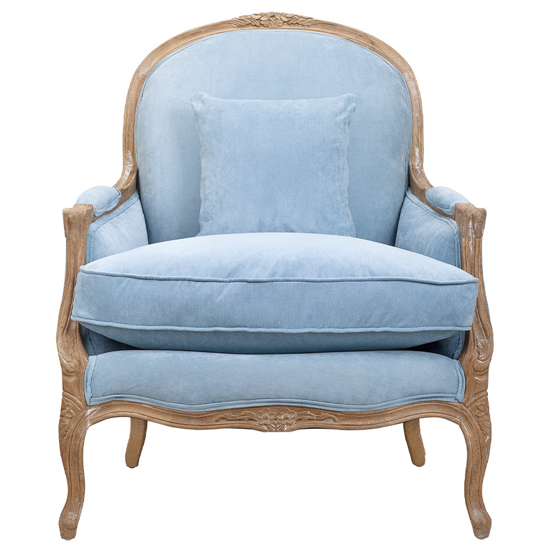 Кресло Ava Classical Armchair light blue velour Светло-голубой Коричневый Кресло Ava Classical Armchair light blue velour Светло-голубой Коричневый в Брянске | Loft Concept