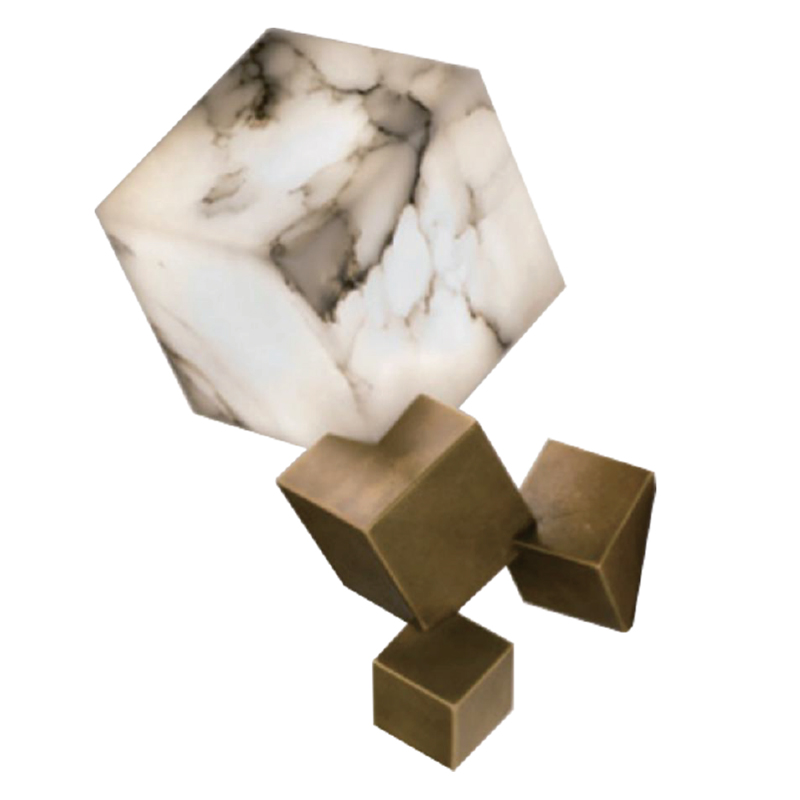Бра Marble Cube Wall lamp Белый Мрамор Bianco Медь Бра Marble Cube Wall lamp Белый Мрамор Bianco Медь в Брянске | Loft Concept