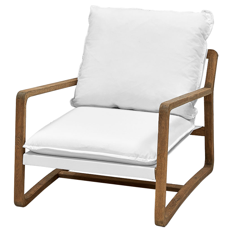 Белое кресло Loan Armchair с каркасом из массива дуба Белый Светлый дуб Белое кресло Loan Armchair с каркасом из массива дуба Белый Светлый дуб в Брянске | Loft Concept
