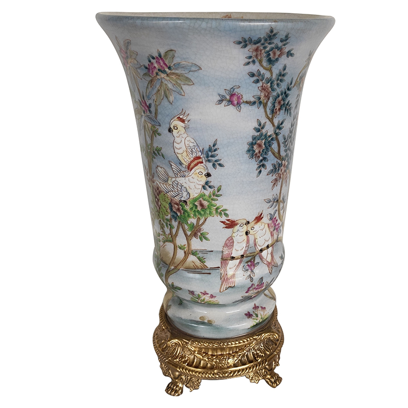Ваза Blue Vase Parrots Бронза Мульти Голубой Ваза Blue Vase Parrots Бронза Мульти Голубой в Брянске | Loft Concept