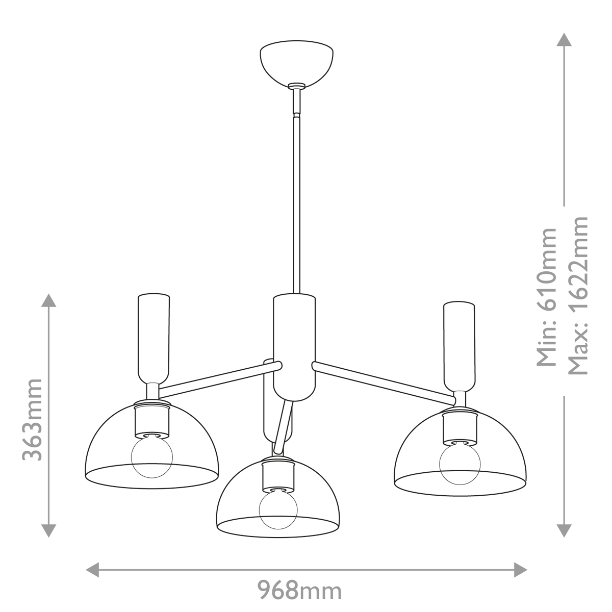 Люстра с 3-мя прозрачными полусферическими плафонами из стекла Alora Mood в Брянске