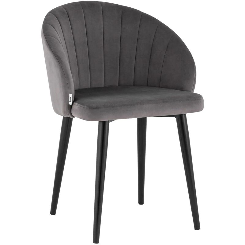Стул Balsari Chair Серый Велюр Серый Черный Стул Balsari Chair Серый Велюр Серый Черный в Брянске | Loft Concept
