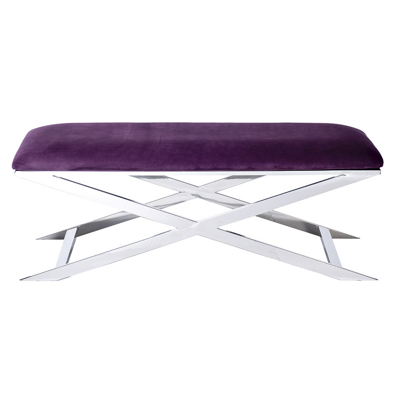 Банкетка Bench Velor Violet Хром Фиолетовый Банкетка Bench Velor Violet Хром Фиолетовый в Брянске | Loft Concept