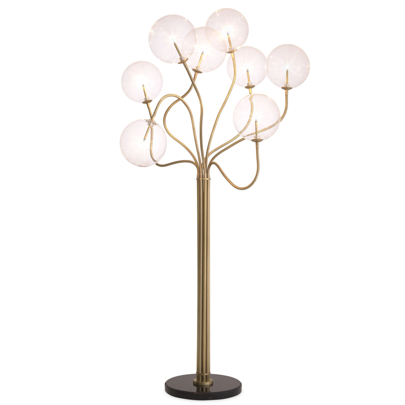 Торшер Eichholtz Floor Lamp Elon Латунь Античная полированная Прозрачное Стекло Черный Мрамор Nero Торшер Eichholtz Floor Lamp Elon Латунь Античная полированная Прозрачное Стекло Черный Мрамор Nero в Брянске | Loft Concept