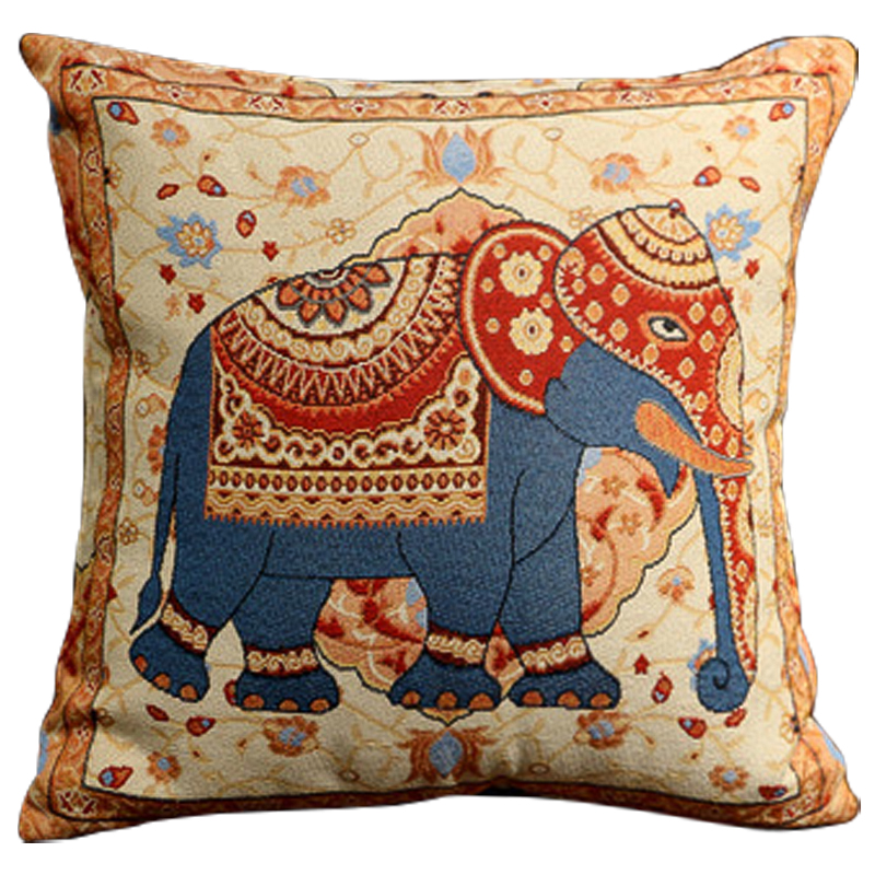 Декоративная подушка Indian Elephant Yellow Blue Мульти Желтый Синий Декоративная подушка Indian Elephant Yellow Blue Мульти Желтый Синий в Брянске | Loft Concept