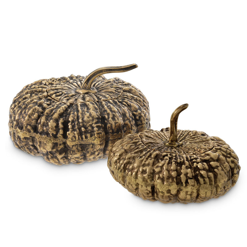 Набор шкатулок Eichholtz BOX CITROUILLE SET OF 2 Винтажная латунь Набор шкатулок Eichholtz BOX CITROUILLE SET OF 2 Винтажная латунь в Брянске | Loft Concept