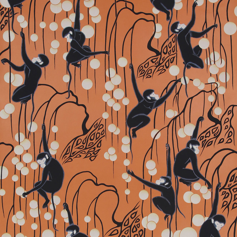 Обои ручная роспись Deco Monkeys Terracotta on dyed paper Обои ручная роспись Deco Monkeys Terracotta on dyed paper в Брянске | Loft Concept