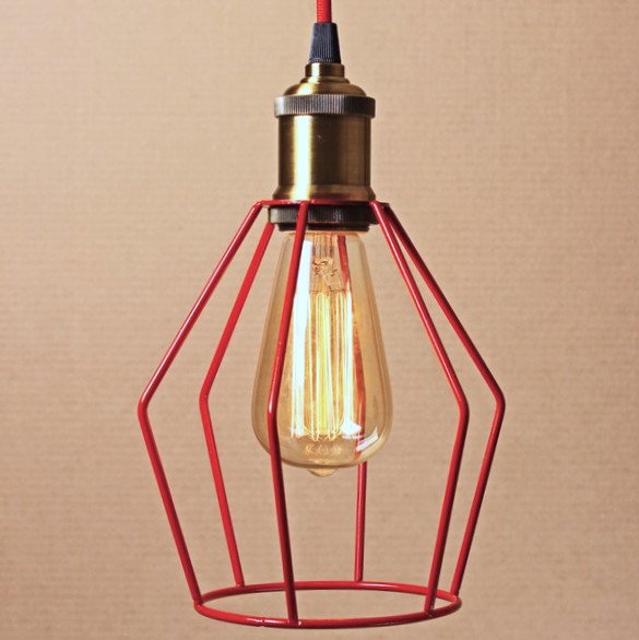 Подвесной светильник Wire Cage Pendant Trew Red Красный Подвесной светильник Wire Cage Pendant Trew Red Красный в Брянске | Loft Concept