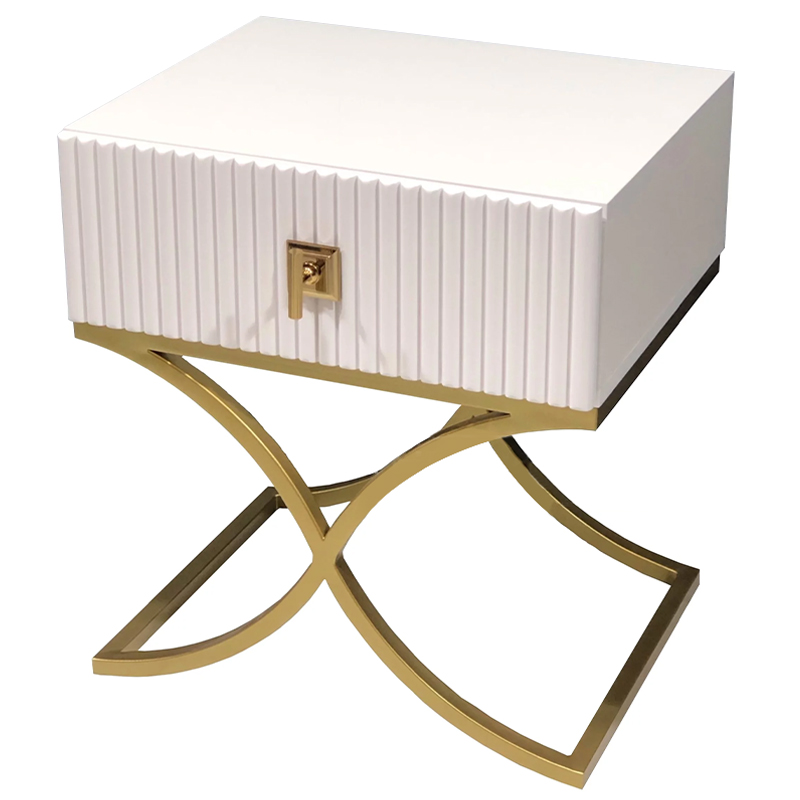 Тумба Catrin Nightstand Белый Золотой Тумба Catrin Nightstand Белый Золотой в Брянске | Loft Concept