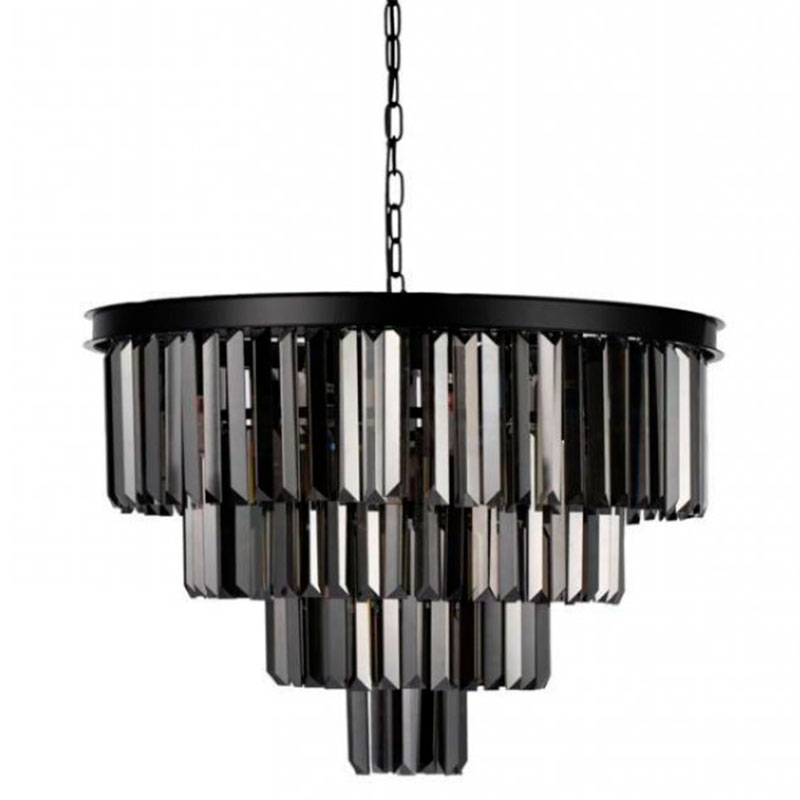 Круглая Люстра RH 1920s Odeon Black iron Four Layers Серое Стекло диаметр 60 см Черный Серый Круглая Люстра RH 1920s Odeon Black iron Four Layers Серое Стекло диаметр 60 см Черный Серый в Брянске | Loft Concept