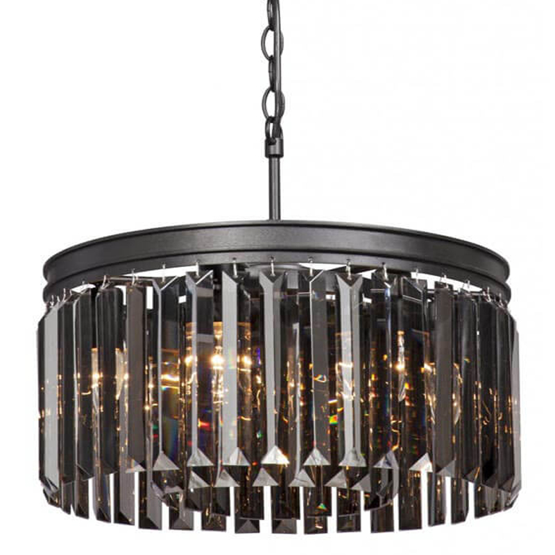 Люстра RH Rhys Smok Glass Prism Round Chandelier 40 Черный матовый Люстра RH Rhys Smok Glass Prism Round Chandelier 40 Черный матовый в Брянске | Loft Concept