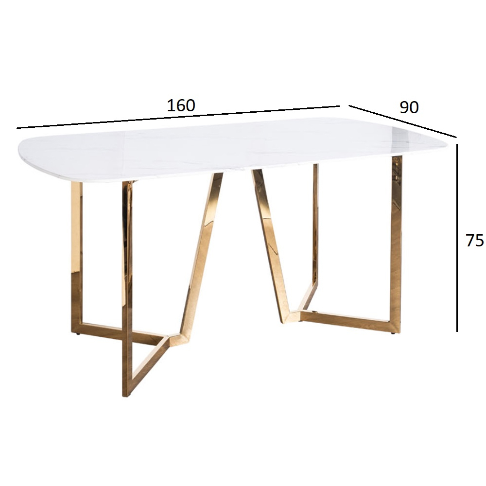 Стол обеденный белый с золотыми глянцевыми ножками Laconic White Table Стол обеденный белый с золотыми глянцевыми ножками Laconic White Table в Брянске