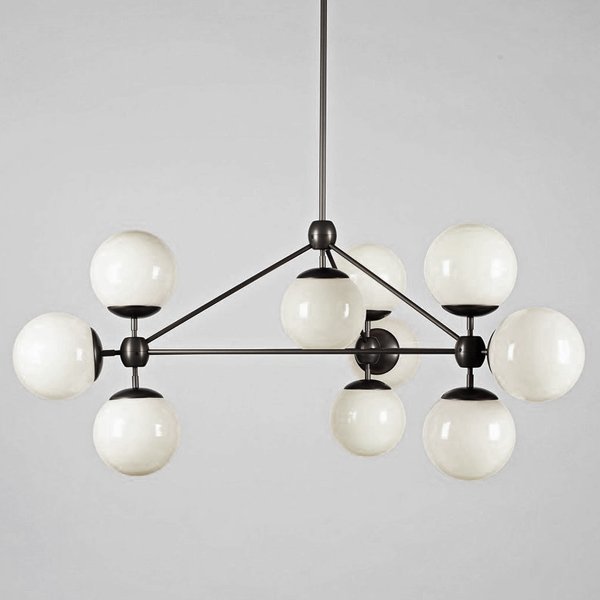 Modo 10 Globes Chandelier Black and White Glass Прозрачный белый Черный в Брянске | Loft Concept 