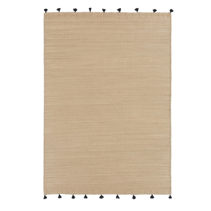 Ковер с помпонами Wicker Carpet Бежевый Черный Ковер с помпонами Wicker Carpet Бежевый Черный в Брянске | Loft Concept