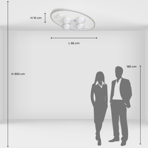 Потолочный светильник овальной формы белого цвета с 7-ю лампами Lunar Pebbles в Брянске