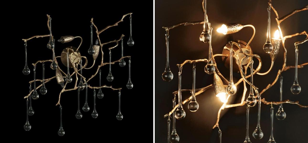 Бра Crystal Drops Gold 3 лампы - фото №1