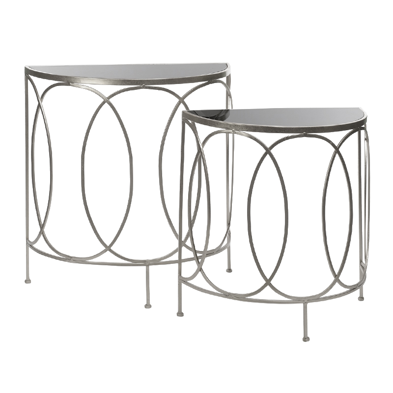 Консоль полукруглая Frame Metallic Silver Серебряный Серый Консоль полукруглая Frame Metallic Silver Серебряный Серый в Брянске | Loft Concept