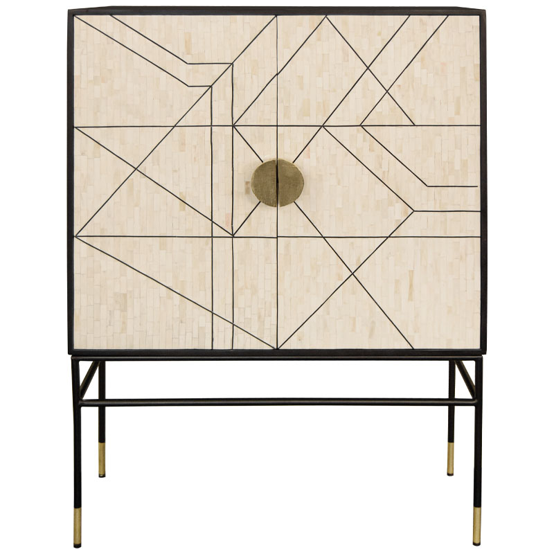 Буфет Bone Inlay Geometry Бежевый Черный Золотой в Брянске | Loft Concept 